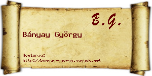 Bányay György névjegykártya